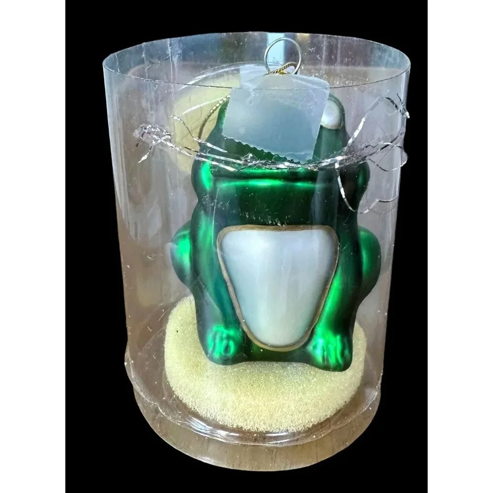 VTG Frog Ornament Glass Prince Kermit Christmas Holiday Birthday Girlfriend Gift